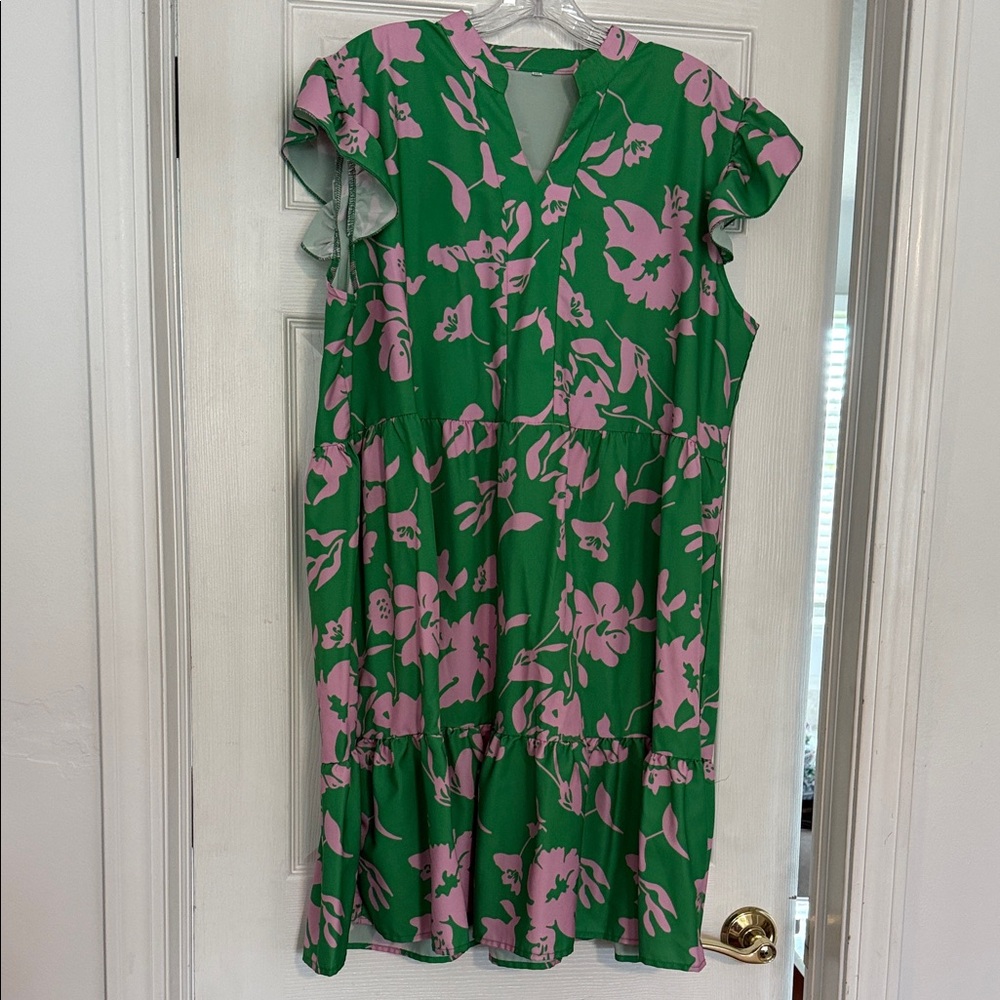 Green and Pink Floral Dress